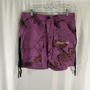 Mossy Oak Swim Trunks Men's XL Purple Camo Pockets Button Zip Lightweight